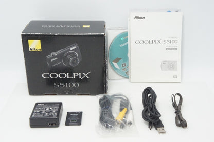 良品 Nikon ニコン COOLPIX S5100 コンパクトデジタルカメラ スマートブラック 元箱付 260727d
