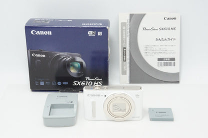 美品 Canon キヤノン PowerShot SX610 HS コンパクトデジタルカメラ ホワイト 元箱付 260727i