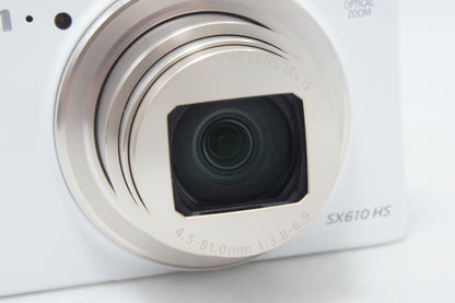 美品 Canon キヤノン PowerShot SX610 HS コンパクトデジタルカメラ ホワイト 元箱付 260727i