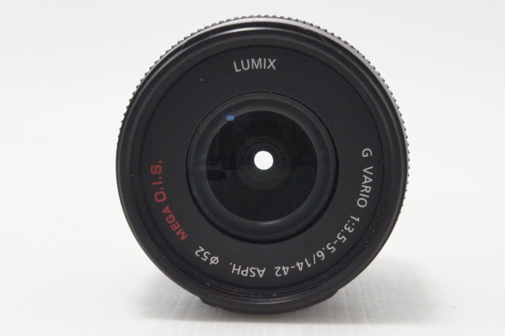美品 Panasonic LUMIX G VARIO 14-42mm F3.5-5.6 ASPH. MEGA O.I.S H-FS014042 マイクロフォーサーズ フード付 260727m