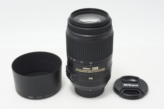 美品 Nikon ニコン AF-S DX NIKKOR 55-300mm F4.5-5.6G ED VR APS-C ズームレンズ フード付 260728k