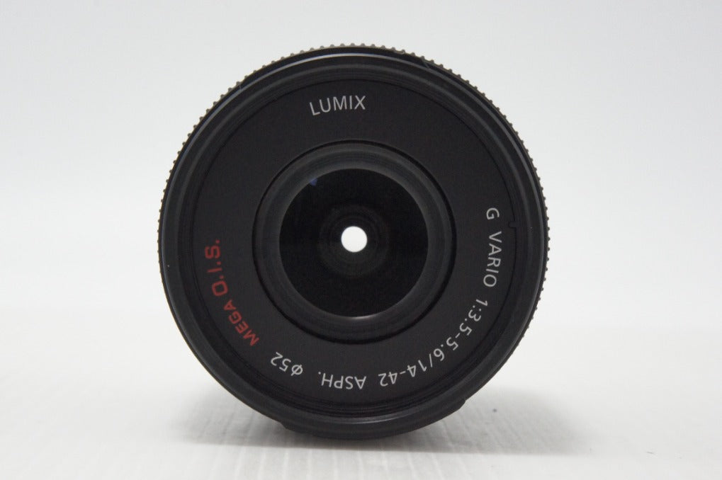 美品 Panasonic LUMIX G VARIO 14-42mm F3.5-5.6 ASPH. MEGA O.I.S H-FS014042 マイクロフォーサーズ フード付 260728q