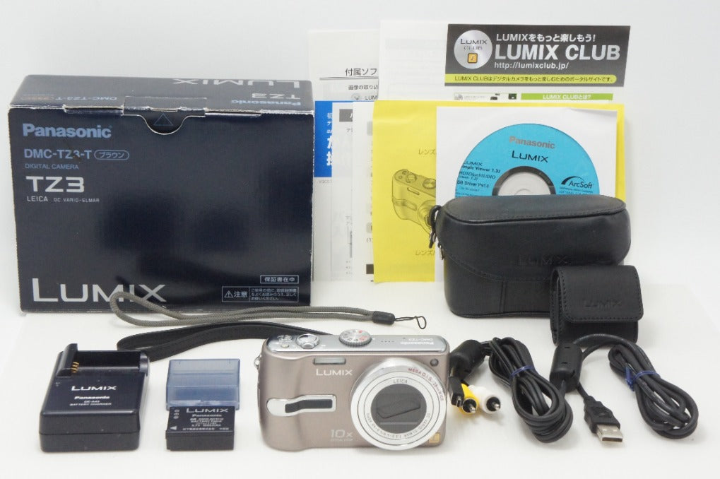 美品 Panasonic パナソニック LUMIX DMC-TZ3 コンパクトデジタルカメラ ブラウン ケース 元箱付 260729e