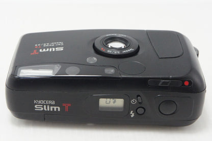良品 KYOCERA 京セラ Slim T (Carl Zeiss Tessar 35mm F3.5) 35mmコンパクトフィルムカメラ 260729g