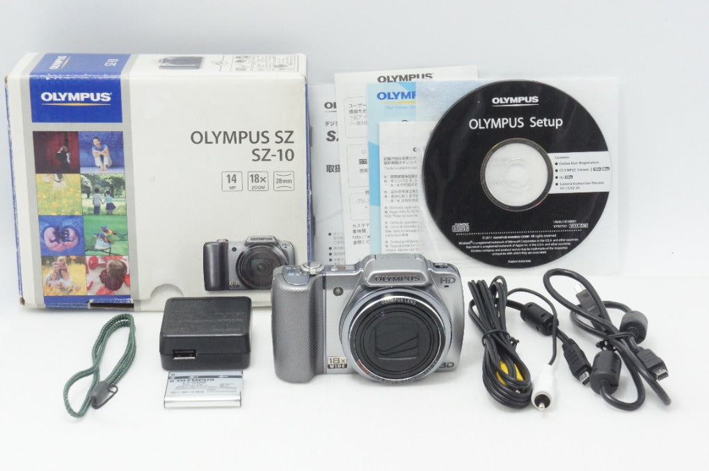 美品 OLYMPUS オリンパス SZ-10 コンパクトデジタルカメラ シルバー 元箱付 260730a