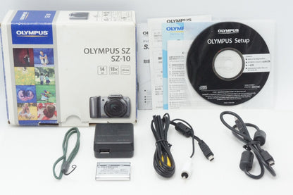 美品 OLYMPUS オリンパス SZ-10 コンパクトデジタルカメラ シルバー 元箱付 260730a
