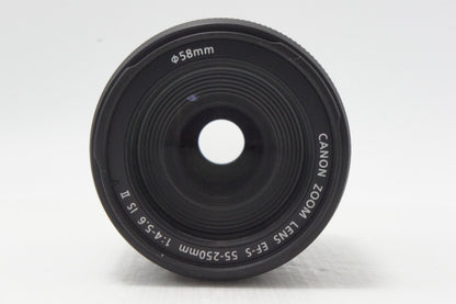 美品 Canon キヤノン EF-S 55-250mm F4-5.6 IS II APS-C ズームレンズ 260730ad