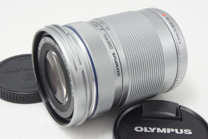 美品 OLYMPUS オリンパス M.ZUIKO DIGITAL ED 40-150mm F4-5.6 R マイクロフォーサーズ ズームレンズ シルバー 260730af