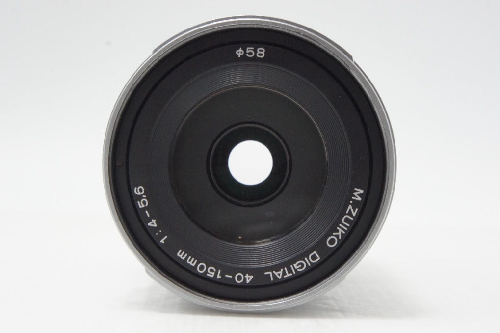 美品 OLYMPUS オリンパス M.ZUIKO DIGITAL ED 40-150mm F4-5.6 R マイクロフォーサーズ ズームレンズ シルバー 260730af