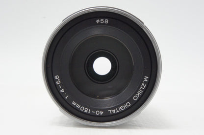 美品 OLYMPUS オリンパス M.ZUIKO DIGITAL ED 40-150mm F4-5.6 R マイクロフォーサーズ ズームレンズ シルバー 260730af