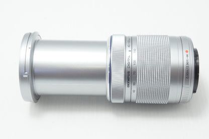 美品 OLYMPUS オリンパス M.ZUIKO DIGITAL ED 40-150mm F4-5.6 R マイクロフォーサーズ ズームレンズ シルバー 260730af