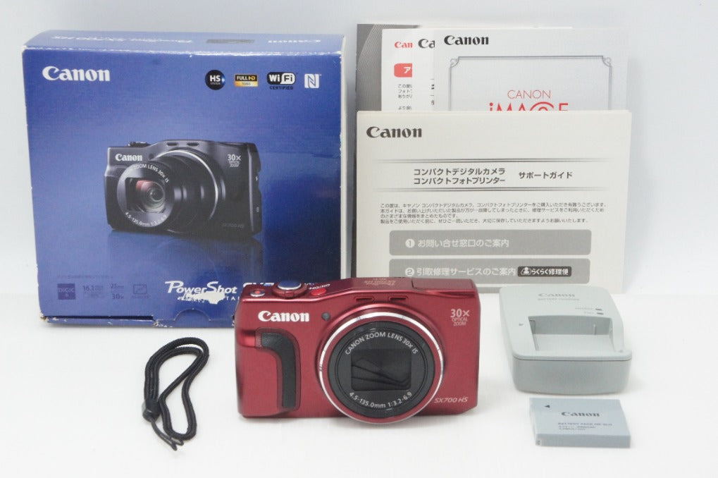美品 Canon キヤノン PowerShot SX700 HS コンパクトデジタルカメラ レッド 元箱付 260730b