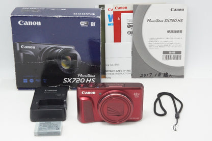 良品 Canon キヤノン PowerShot SX720 HS コンパクトデジタルカメラ レッド 元箱付 260730o