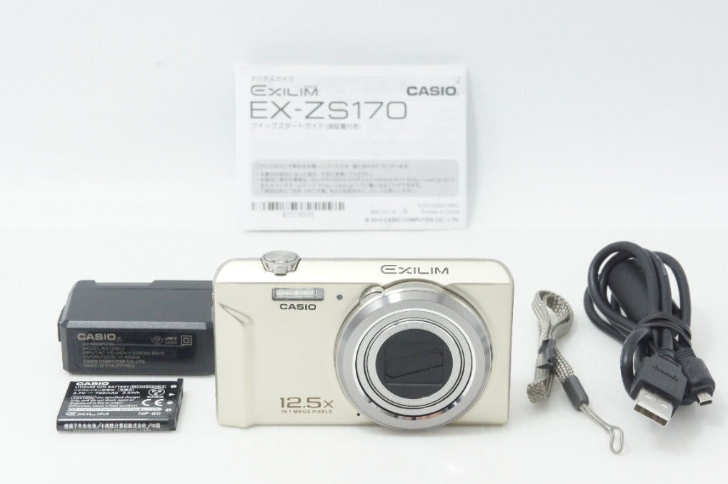美品 CASIO カシオ EXILIM EX-ZS170 コンパクトデジタルカメラ ゴールド 260812u