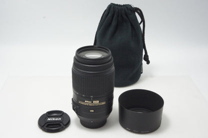 美品 Nikon ニコン AF-S DX NIKKOR 55-300mm F4.5-5.6G ED VR Fマウント ズームレンズ ブラック フード ポーチ付 260831a