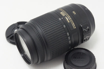 美品 Nikon ニコン AF-S DX NIKKOR 55-300mm F4.5-5.6G ED VR Fマウント ズームレンズ ブラック フード ポーチ付 260831a
