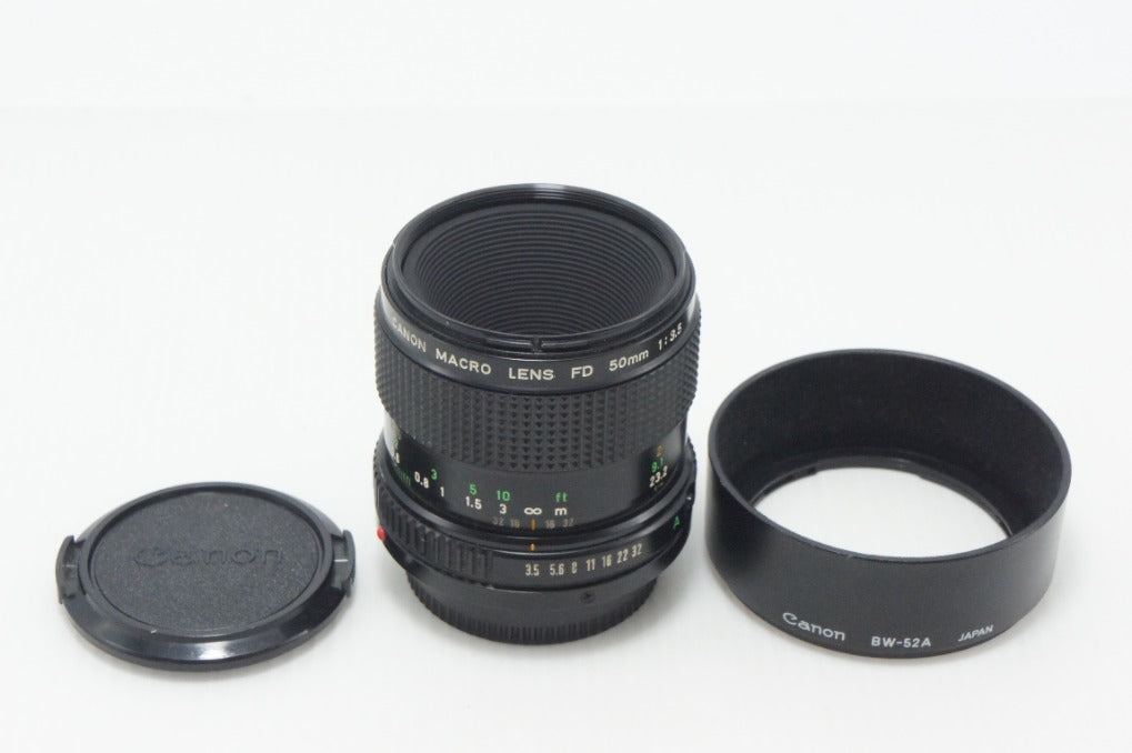 Canon キヤノン NEW FD 50mm F3.5 MACRO MF 単焦点レンズ フード付 260908e
