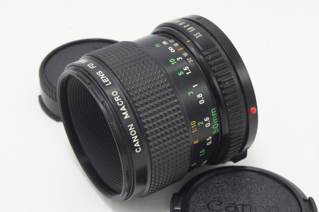 Canon キヤノン NEW FD 50mm F3.5 MACRO MF 単焦点レンズ フード付 260908e