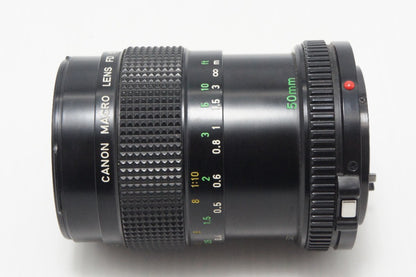 Canon キヤノン NEW FD 50mm F3.5 MACRO MF 単焦点レンズ フード付 260908e