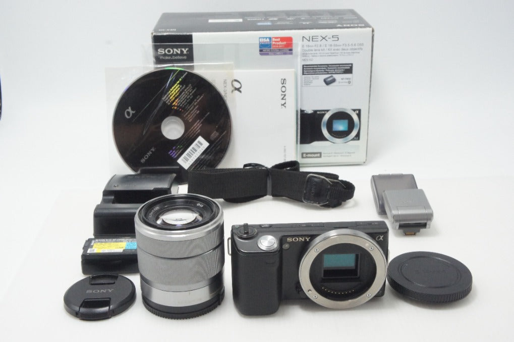 SONY ソニー NEX-5 ズームレンズキット( E 18-55mm OSS) ミラーレス一眼カメラ ブラック 元箱付 261001t