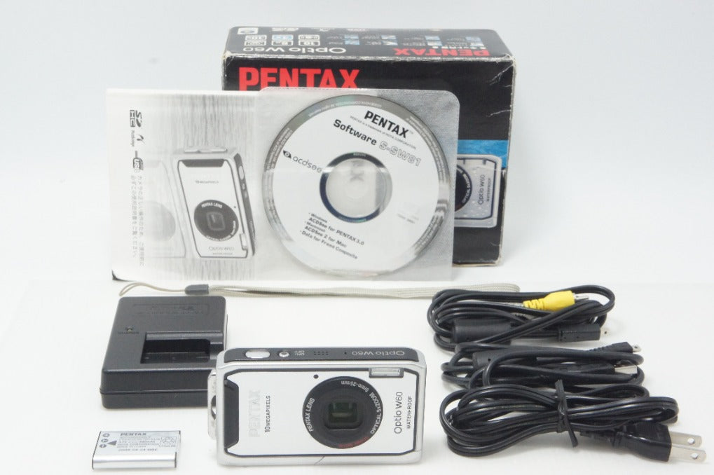 良品 PENTAX ペンタックス Optio W60 コンパクトデジタルカメラ シルバー 元箱付 261006d