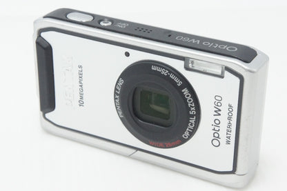 良品 PENTAX ペンタックス Optio W60 コンパクトデジタルカメラ シルバー 元箱付 261006d