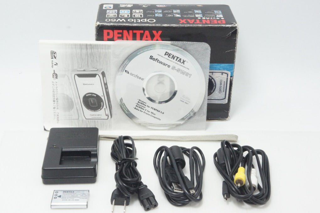 良品 PENTAX ペンタックス Optio W60 コンパクトデジタルカメラ シルバー 元箱付 261006d