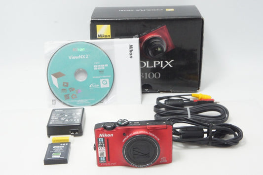 Nikon ニコン COOLPIX S8100 コンパクトデジタルカメラ フラッシュレッド 元箱付 261008a