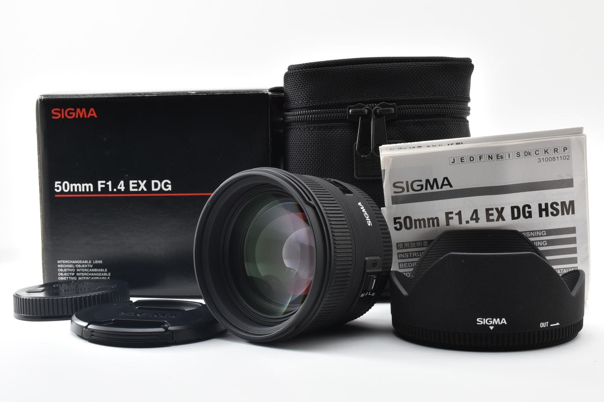 良品 SIGMA シグマ 50mm F1.4 EX DG HSM AFレンズ Canon EFマウント フルサイズ 元箱付 260921b