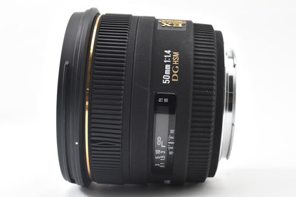 良品 SIGMA シグマ 50mm F1.4 EX DG HSM AFレンズ Canon EFマウント フルサイズ 元箱付 260921b