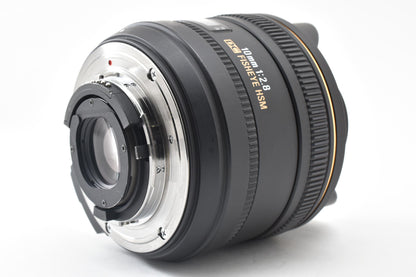 良品 SIGMA シグマ 10mm F2.8 EX DC FISHEYE HSM AFレンズ Nikon Fマウント APS-C ケース付 260921p