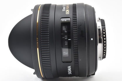 良品 SIGMA シグマ 10mm F2.8 EX DC FISHEYE HSM AFレンズ Nikon Fマウント APS-C ケース付 260921p