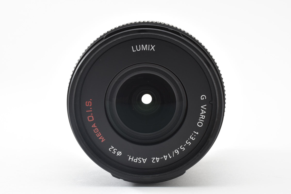 美品 Panasonic LUMIX G VARIO 14-42mm F3.5-5.6 ASPH. MEGA O.I.S H-FS014042 AFレンズ マイクロフォーサーズ フード付 260921r