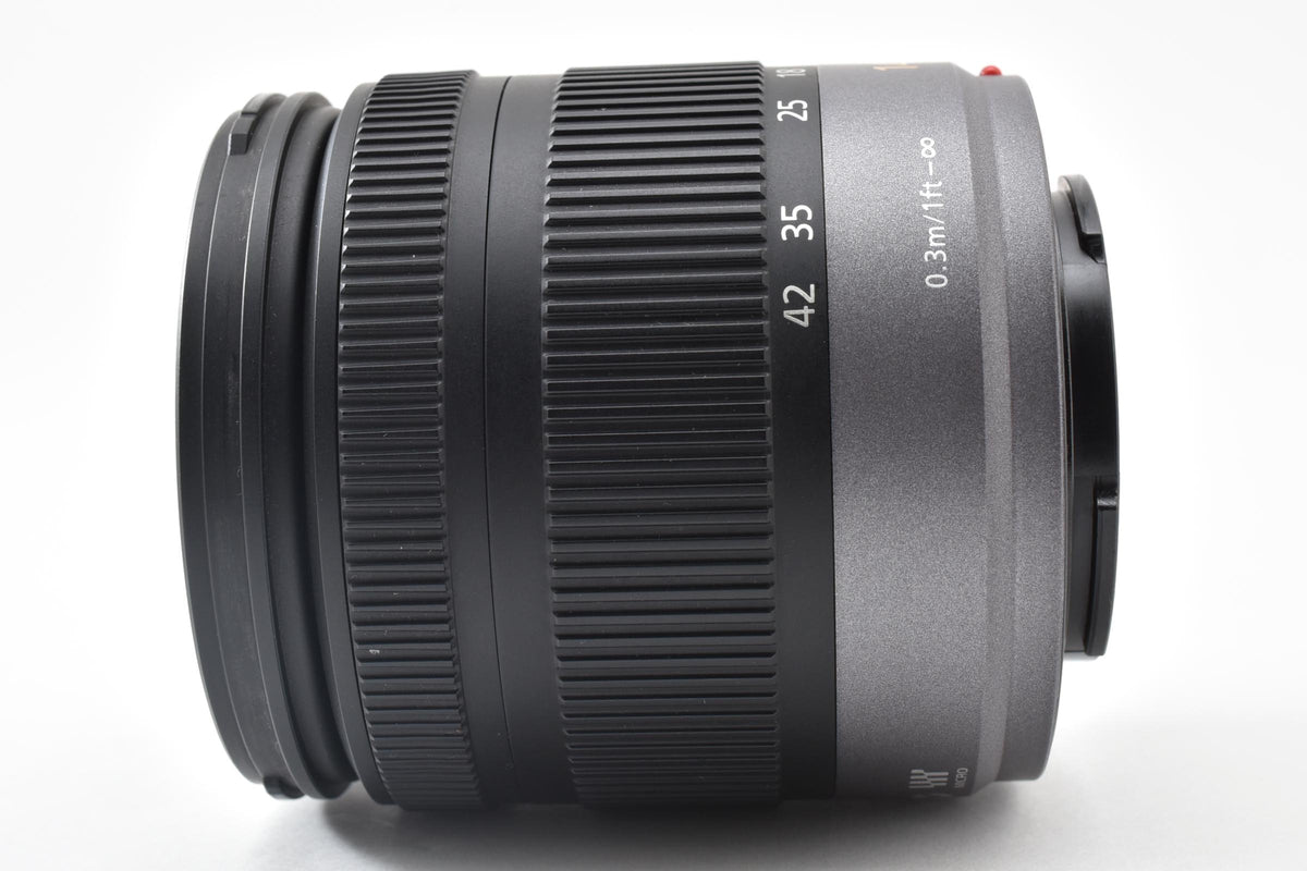 美品 Panasonic LUMIX G VARIO 14-42mm F3.5-5.6 ASPH. MEGA O.I.S H-FS014042 AFレンズ マイクロフォーサーズ フード付 260921r