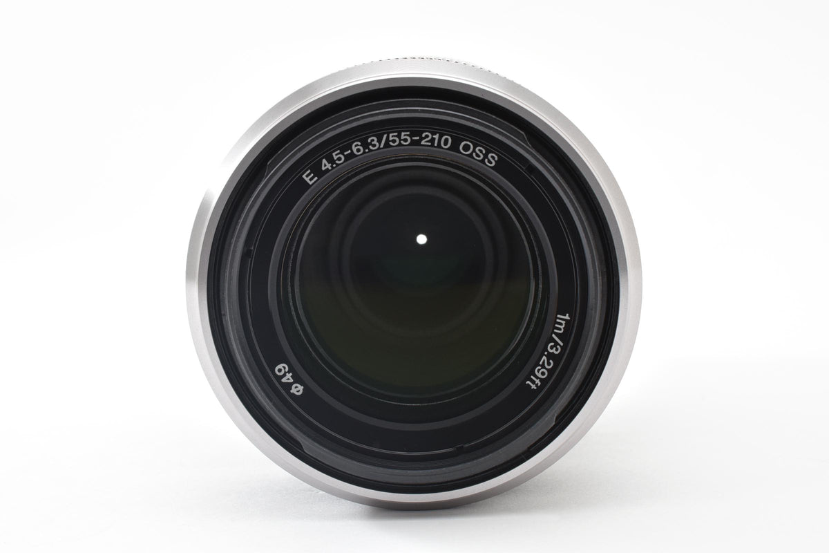 美品 SONY ソニー E 55-210mm F4.5-6.3 OSS SEL55210 シルバー Eマウント APS-C ズームレンズ フード付 260921s