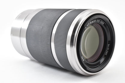 美品 SONY ソニー E 55-210mm F4.5-6.3 OSS SEL55210 シルバー Eマウント APS-C ズームレンズ フード付 260921s