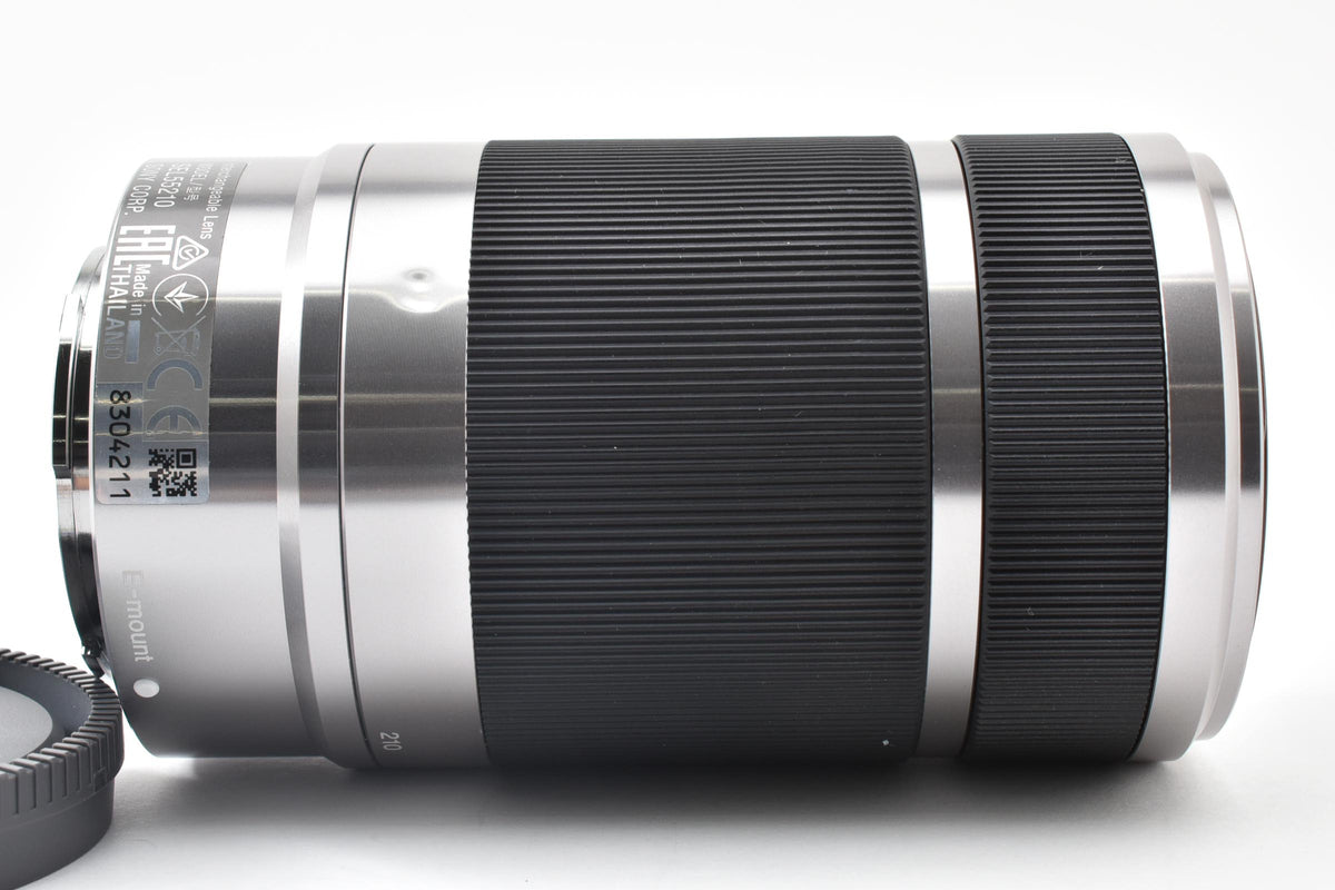 美品 SONY ソニー E 55-210mm F4.5-6.3 OSS SEL55210 シルバー Eマウント APS-C ズームレンズ フード付 260921s