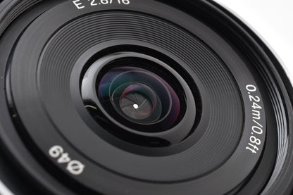 美品 SONY ソニー E 16mm F2.8 SEL16F28 Eマウント APS-C  単焦点レンズ 260918y