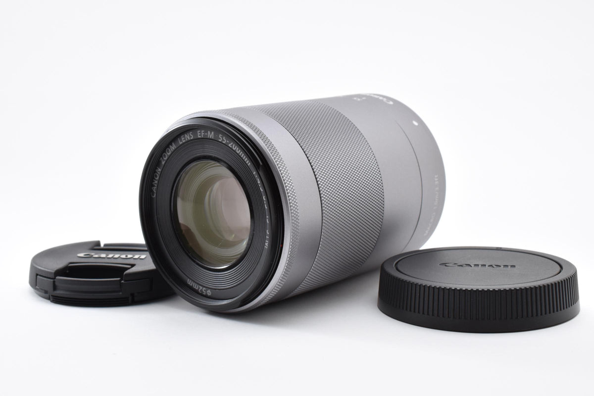 美品 Canon キヤノン EF-M 55-200mm F4.5-6.3 IS STM AFレンズ シルバー EF-Mマウント APS-C 260918j