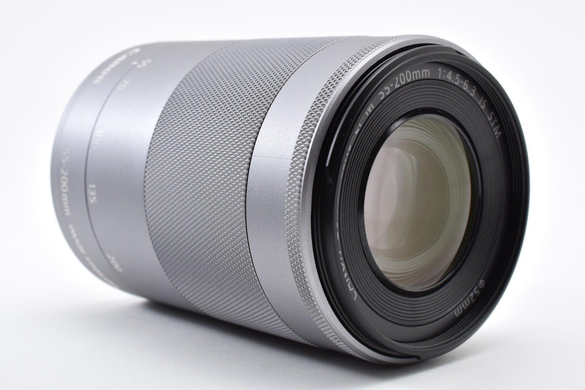美品 Canon キヤノン EF-M 55-200mm F4.5-6.3 IS STM AFレンズ シルバー EF-Mマウント APS-C 260918j