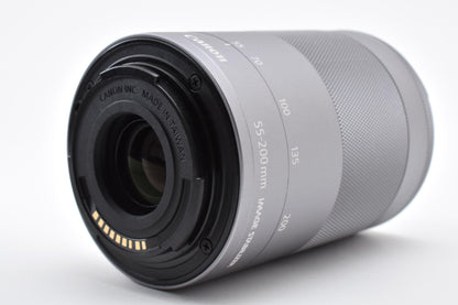美品 Canon キヤノン EF-M 55-200mm F4.5-6.3 IS STM AFレンズ シルバー EF-Mマウント APS-C 260918j