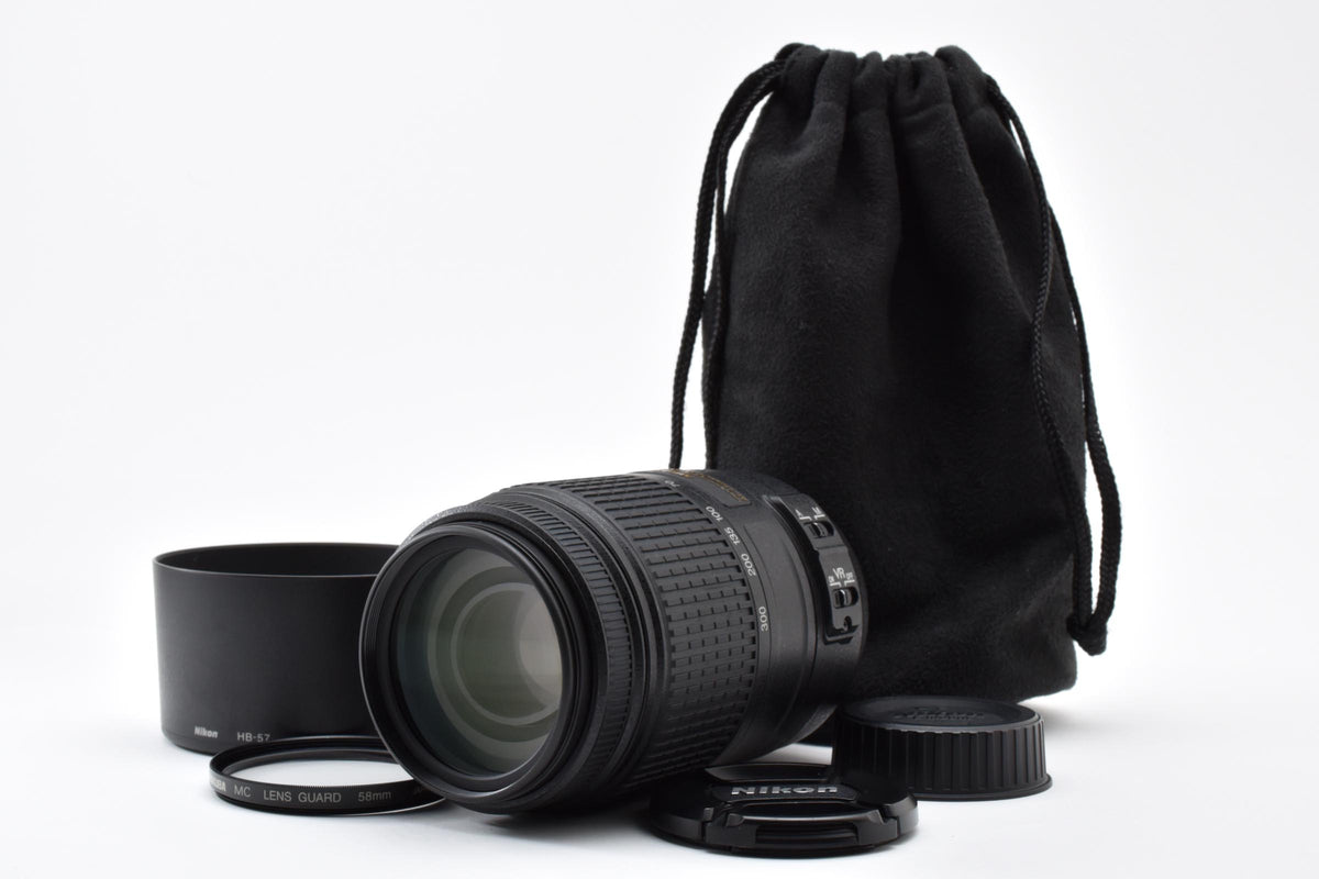 美品 Nikon ニコン AF-S DX NIKKOR 55-300mm F4.5-5.6G ED VR AFレンズ APS-C ポーチ フィルター付 260920b