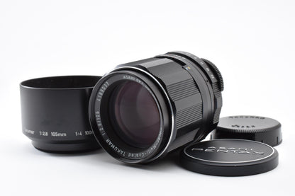 良品 ASAHI PENTAX ペンタックス SMC TAKUMAR 105mm F2.8 M42マウント MFレンズ フード付 260924c