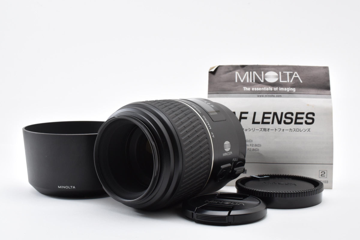 良品 MINOLTA ミノルタ AF 100mm F2.8 D MACRO AFレンズ SONY ソニー αマウント フード付 260918i