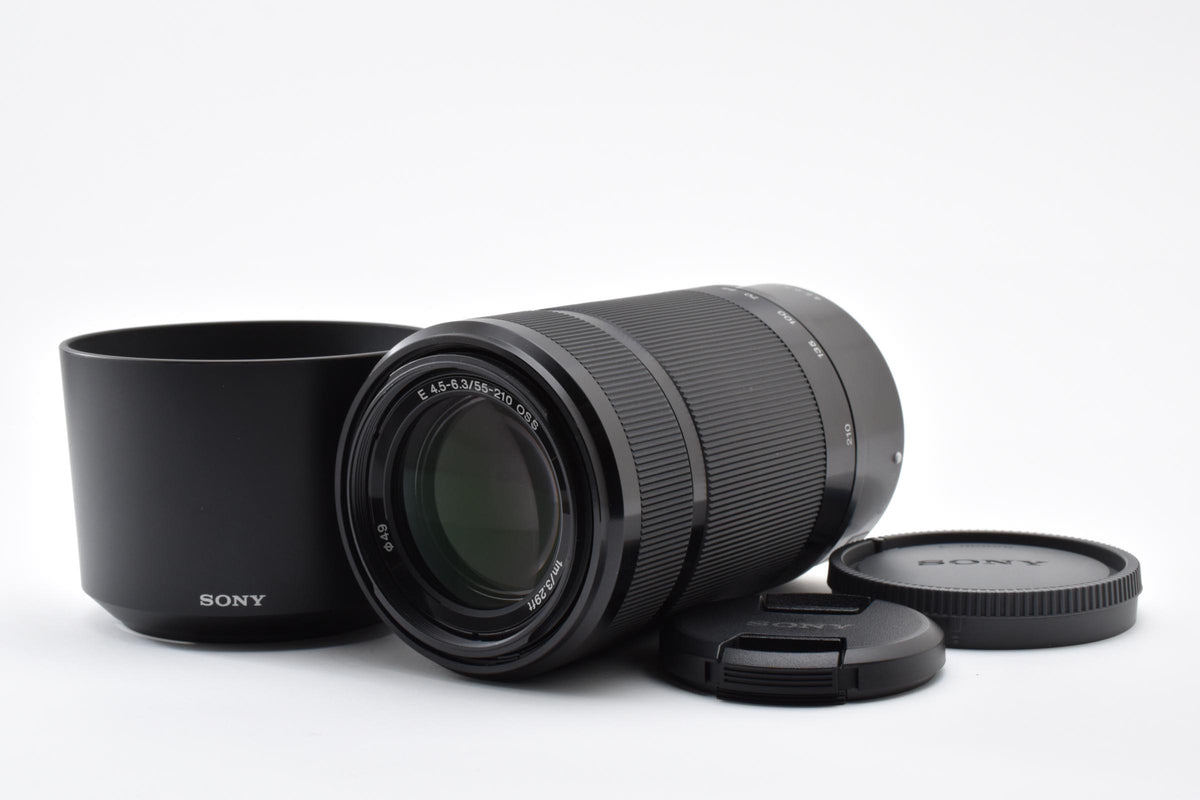 美品 SONY ソニー E 55-210mm F4.5-6.3 OSS SEL55210 AFレンズ ブラック Eマウント APS-C フード付 260918s