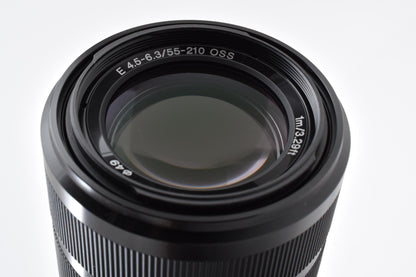 美品 SONY ソニー E 55-210mm F4.5-6.3 OSS SEL55210 AFレンズ ブラック Eマウント APS-C フード付 260918s