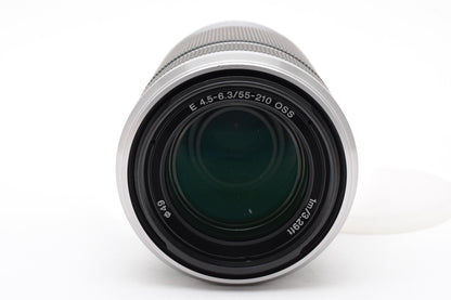 SONY ソニー E 55-210mm F4.5-6.3 OSS SEL55210 AFレンズ シルバー Eマウント APS-C フード付 260921k