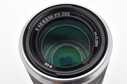 SONY ソニー E 55-210mm F4.5-6.3 OSS SEL55210 AFレンズ シルバー Eマウント APS-C フード付 260921k