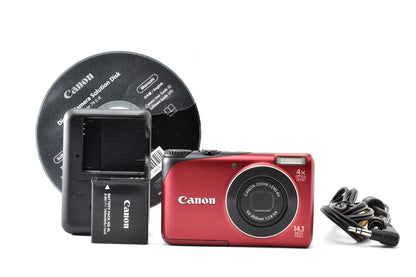 美品 Canon キヤノン PowerShot A2200 コンパクトデジタルカメラ レッド 260928i