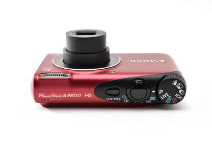 美品 Canon キヤノン PowerShot A2200 コンパクトデジタルカメラ レッド 260928i